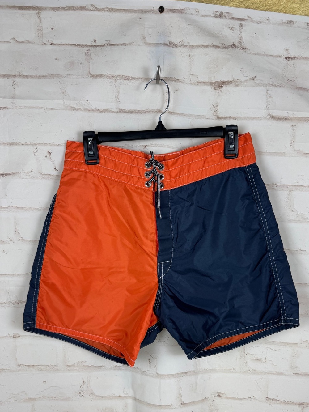 Vintage Birdwell Beach Britches Colorblock Orange and Navy Size 29
